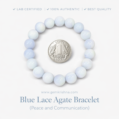 Blue Lace Agate Bracelet (Peace and Communication) premium GemKrishna product cover