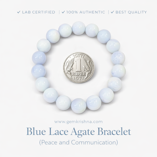 Blue Lace Agate Bracelet (Peace and Communication) premium GemKrishna product cover