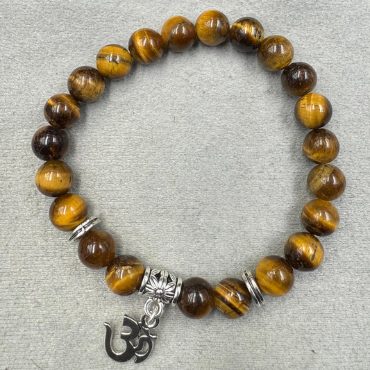 Tiger Eye Bracelet With OM Charm