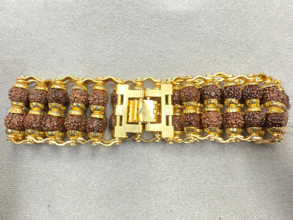 Double Line Gold Plated Rudraksh Bracelet