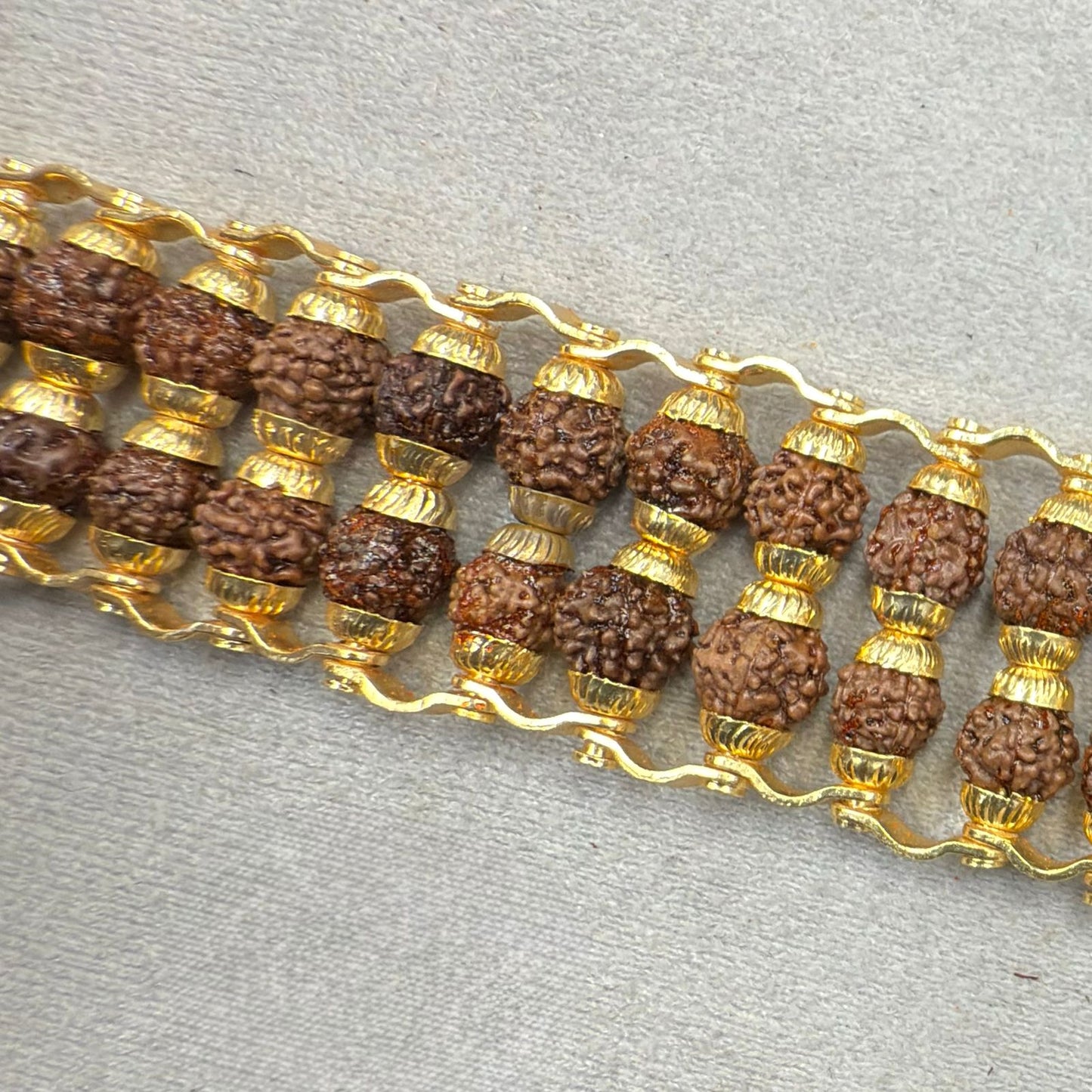 Double Line Gold Plated Rudraksh Bracelet