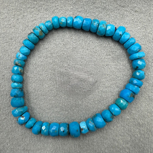 Natural turquoise (feroza) Bracelet   5.50-6.50 rondelle beads