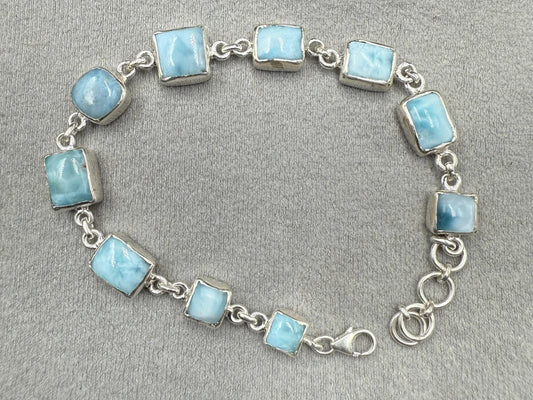 Natural Larimar Silver Bracelet  16.89 gram