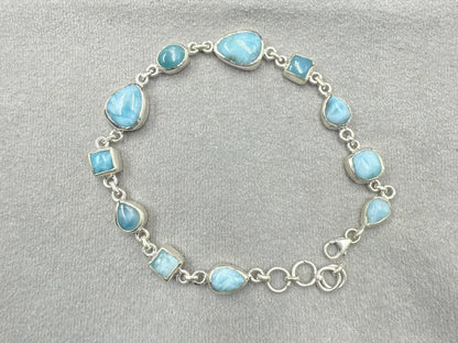 Natural Larimar Silver Bracelet  15.61 gram