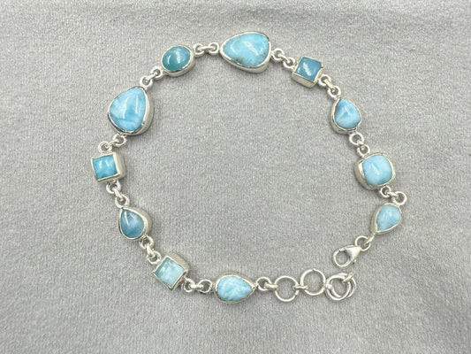 Natural Larimar Silver Bracelet  15.61 gram