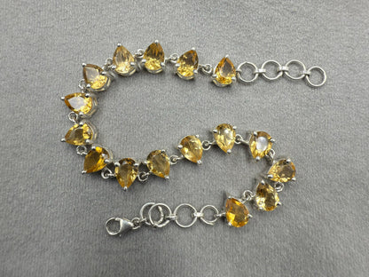 Natural citrine with sterling silver Bracelet  15.81 gram