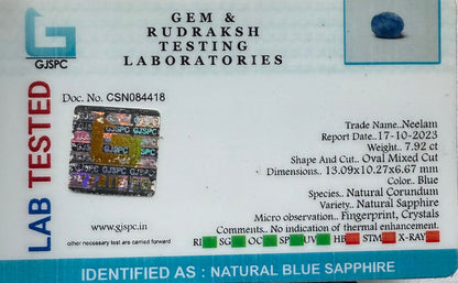 Natural Blue Sapphire  Rectangular Mixed Cut  7.92 carat