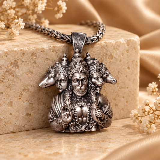 925 Silver Panchmukhi Hanuman Pendant – 12 g (Protection & Courage)