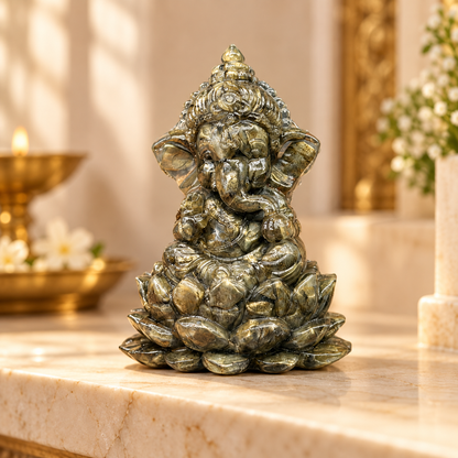Pyrite Ganesh Ji Carving – 4 Inch Ganesha Idol