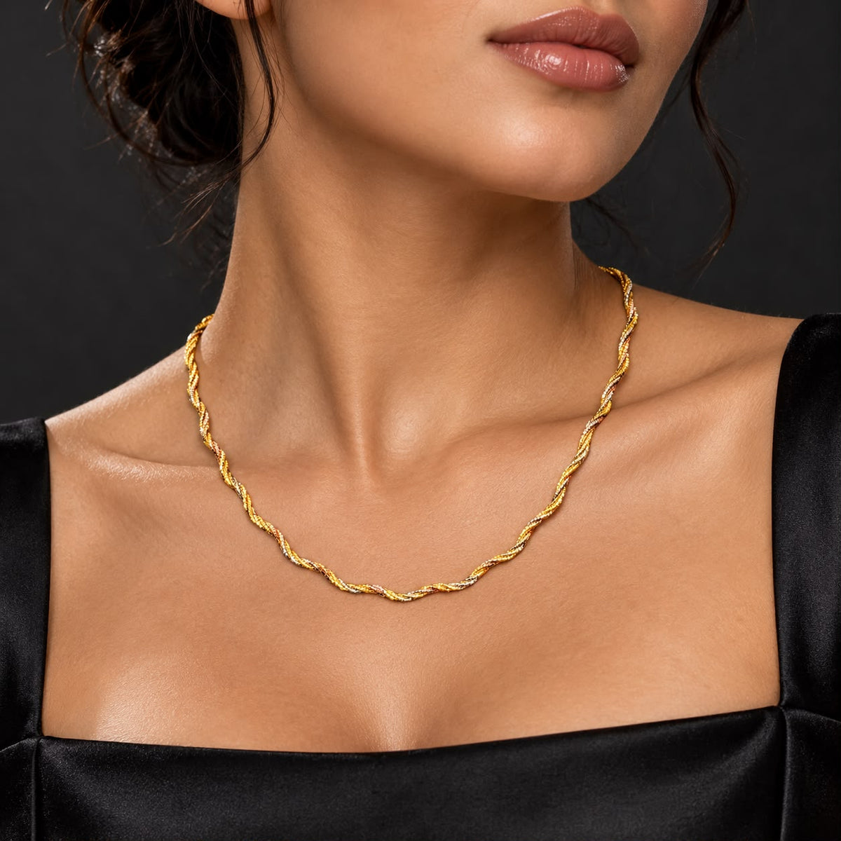 Curly Twisted Gold Plated Hasli Necklace in 925 Sterling Silver – 14 Gram Spiral Chain | SILVY by Poonam Gupta