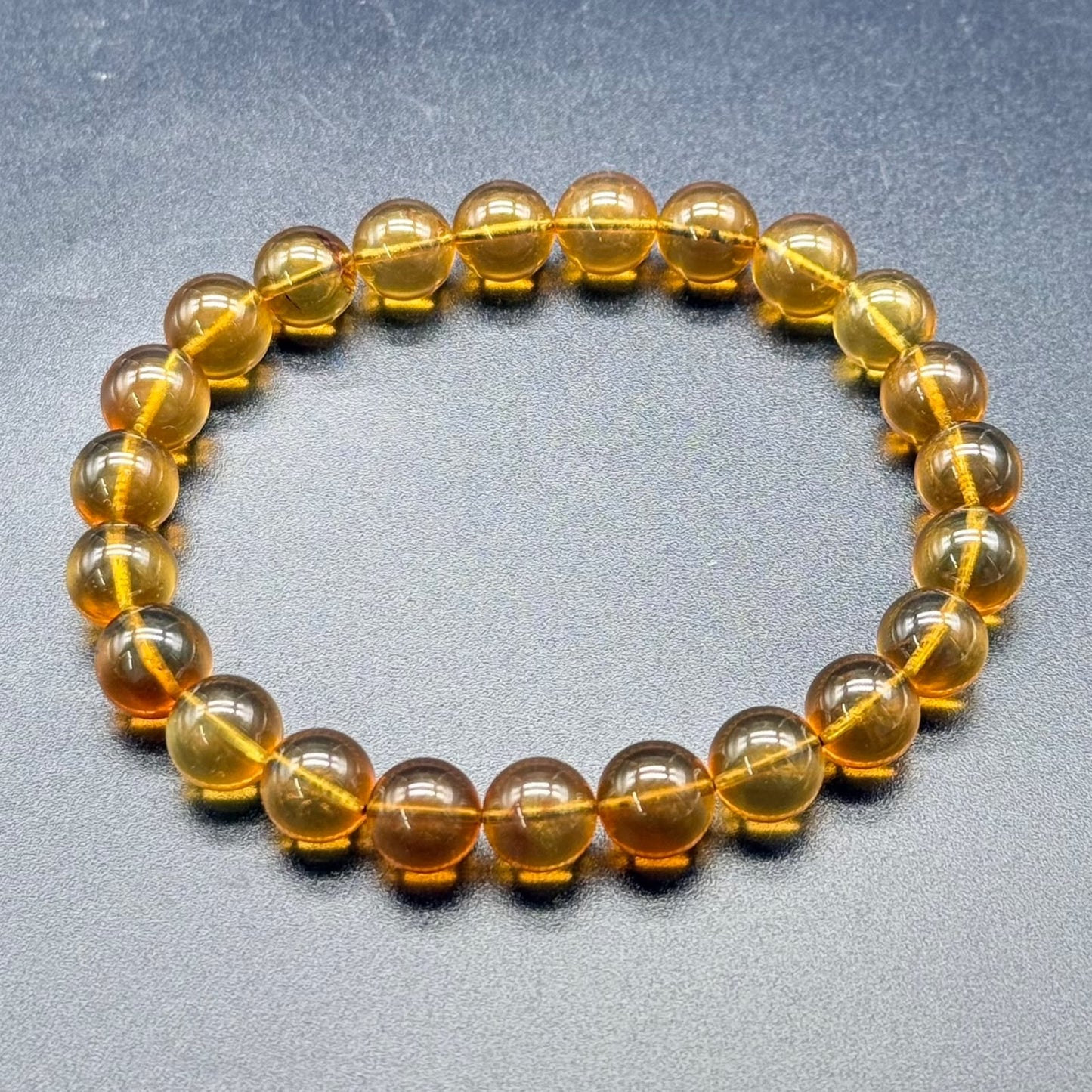 Amber Bracelet | 8.50–9.00mm Round Beads | 24 Beads | 8.129g | 16cm Elastic | Yellowish Brown | GJSPC Lab Certified | Positivity & Confidence