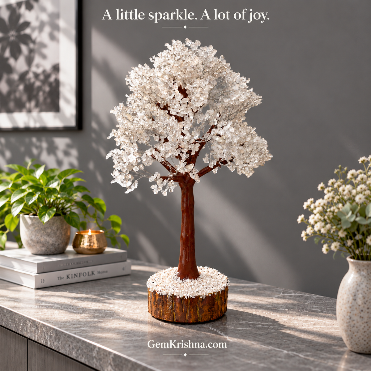 Clarity & Harmony Clear Quartz Crystal Tree – 20-Inch Extra Large Sphatik Gemstone Tree | GemKrishna