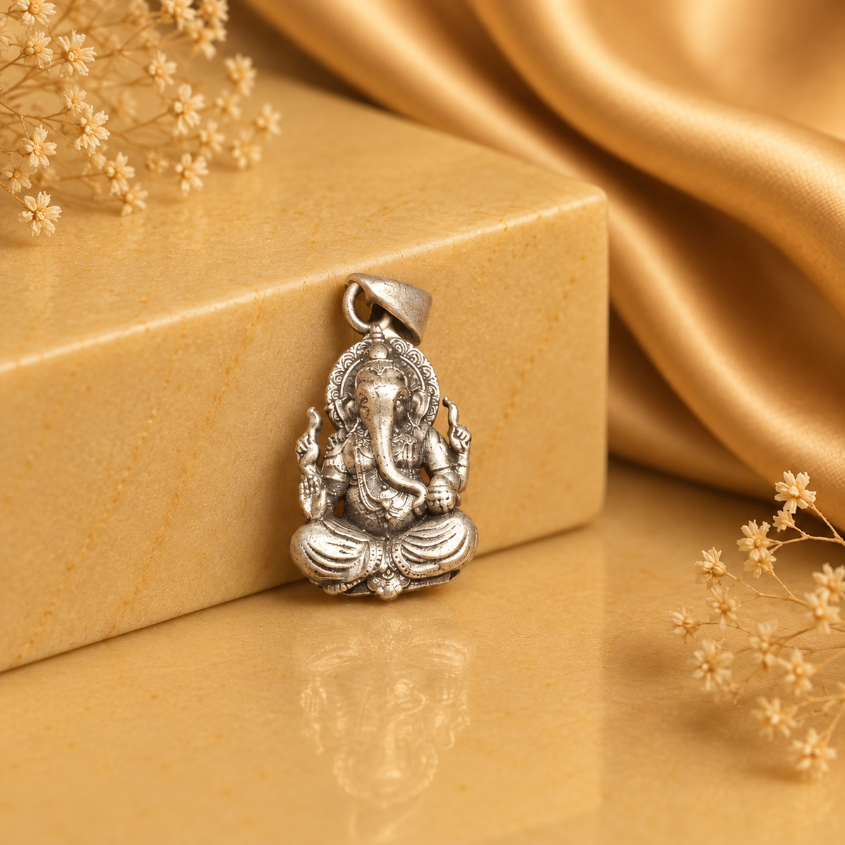 Silver Lord Ganesha Pendant (Wisdom, Prosperity & Obstacle Removal)