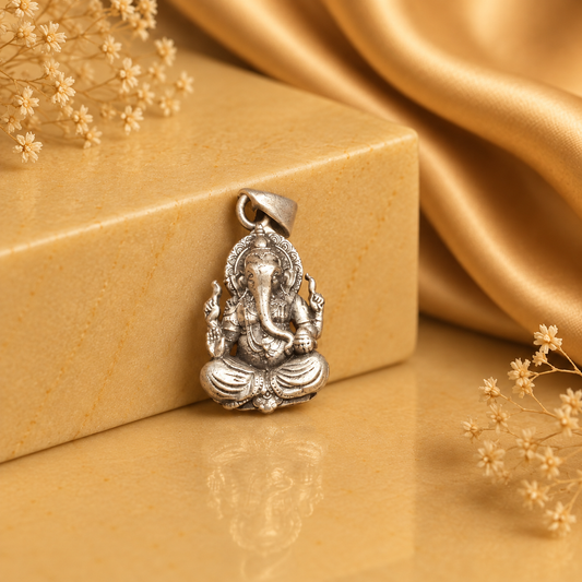 Silver Lord Ganesha Pendant (Wisdom, Prosperity & Obstacle Removal)