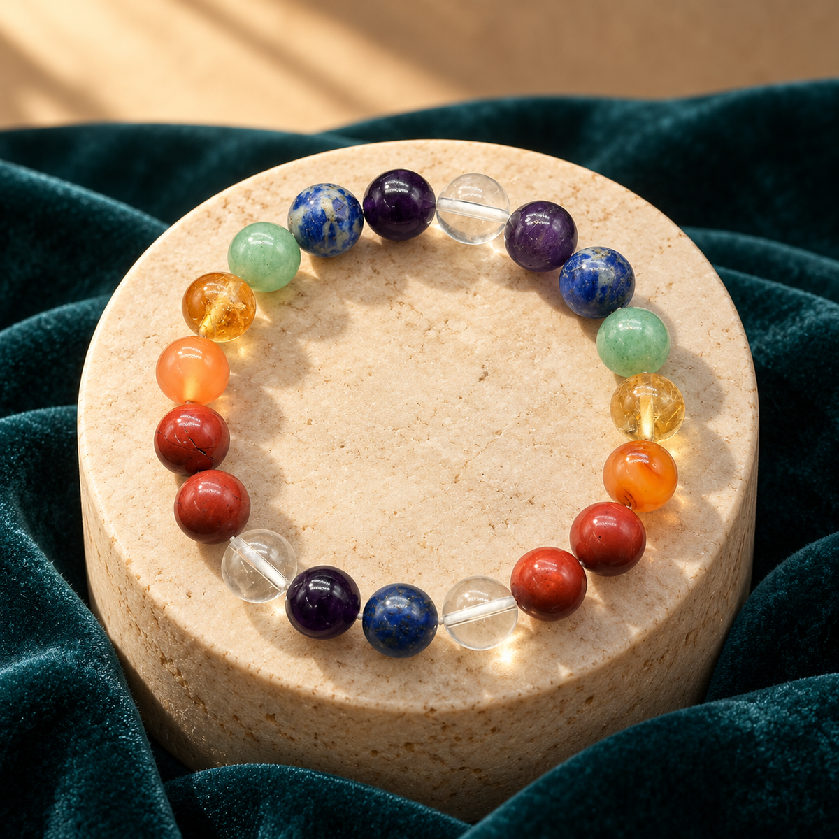 Confidence, Growth & Harmony Bracelet – 7 Natural Gemstones, 10mm with GJSPC Lab Report | GemKrishna