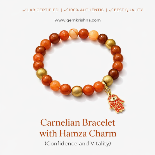 Carnelian Bracelet with Hamza Charm (Confidence and Vitality) premium GemKrishna product cover