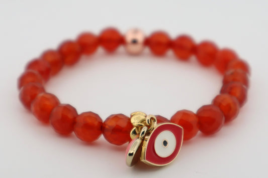 Natural Carnelian Evil Eye Bracelet 🔥🧿