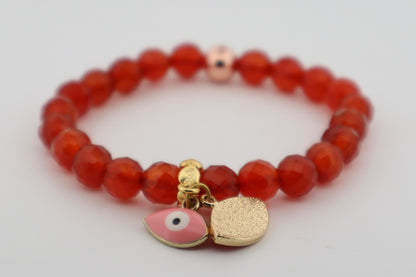 Natural Carnelian Evil Eye Bracelet 🔥🧿