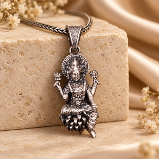 925 Silver Laxmi Ji Pendant – 8 g (Prosperity & Abundance)