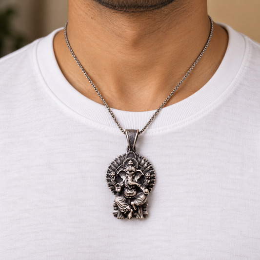 925 Silver Ganesh Ji Seated Pendant – 10 g (New Beginnings & Wisdom)