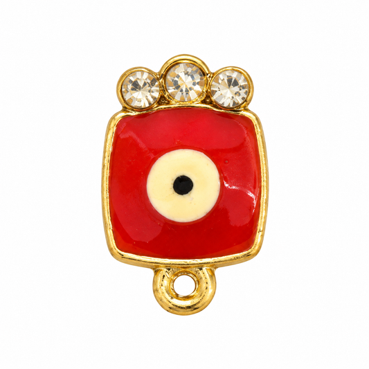 Red Square Evil Eye Stone Charm