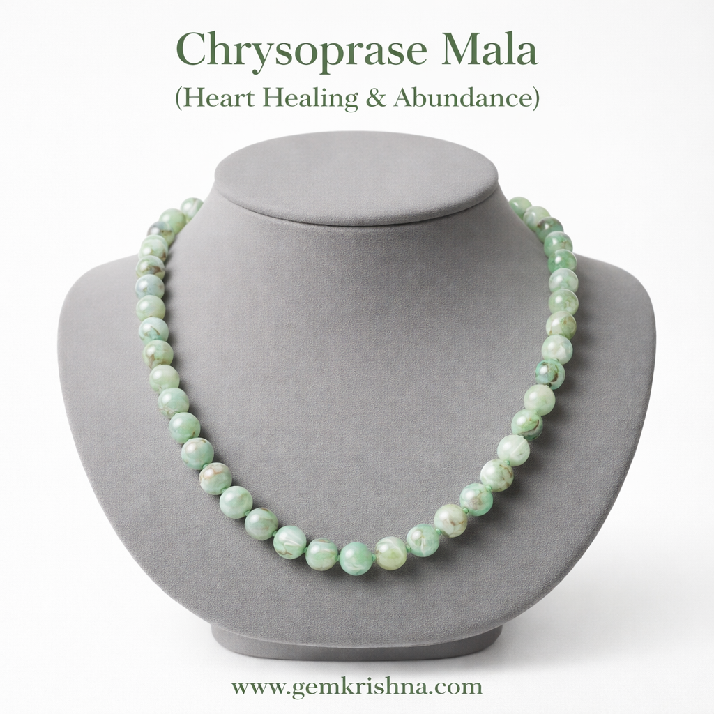 Chrysoprase Mala – Heart Healing & Abundance for All premium GemKrishna product cover