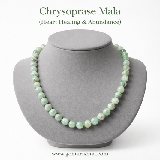 Chrysoprase Mala – Heart Healing & Abundance for All premium GemKrishna product cover