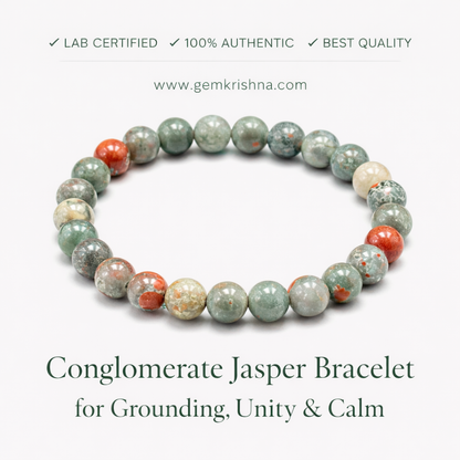 Conglomerate Jasper Bracelet for Grounding, Unity & Calm premium GemKrishna product cover