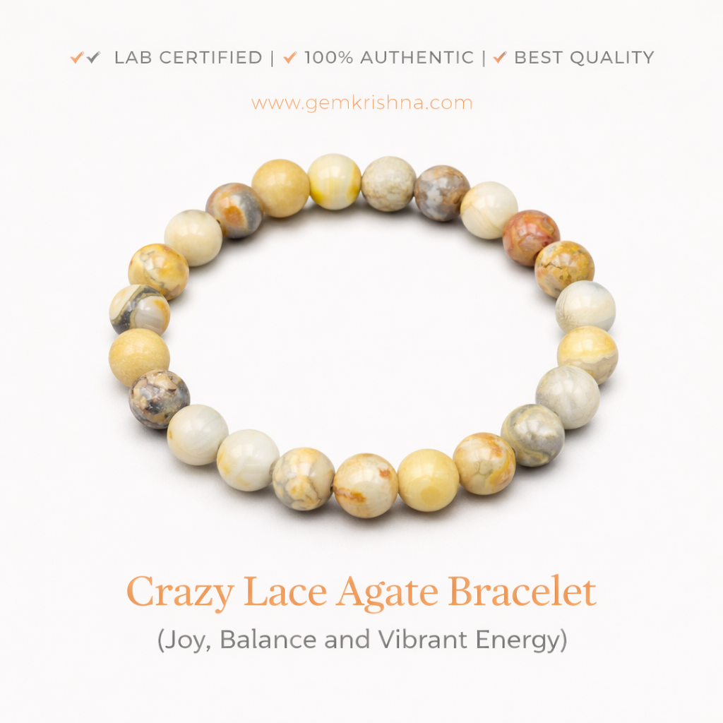 Crazy Lace Agate Bracelet (Joy, Balance and Vibrant Energy) premium GemKrishna product cover