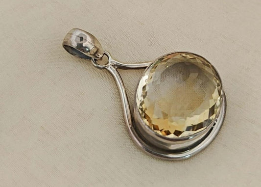 Citrine Locket Antique Finish (Sterling Silver) 13.87gm