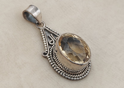 Citrine Locket Antique Finish (Sterling Silver) 11.29gm