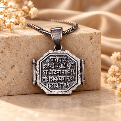 925 Silver Shivaji Maharaj Rajmudra Pendant – 10 g (Pride & Courage)