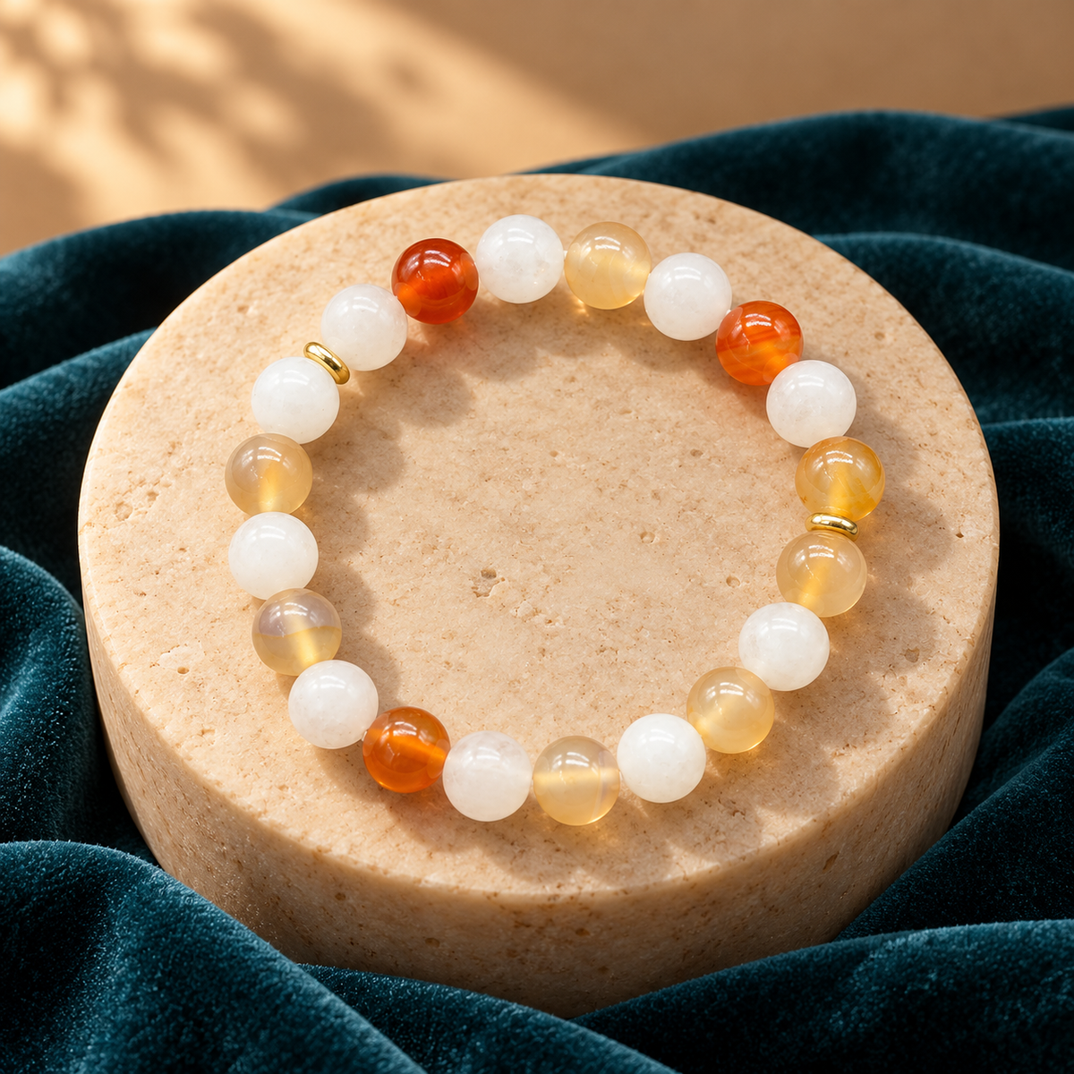 Courage & Clarity Carnelian and Milky Quartz Bracelet – 8mm Natural Stones with GJSPC Lab Report | GemKrishna