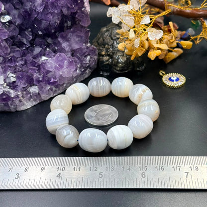 White Banded Agate Tumble Bracelet (Calmness & Stability)