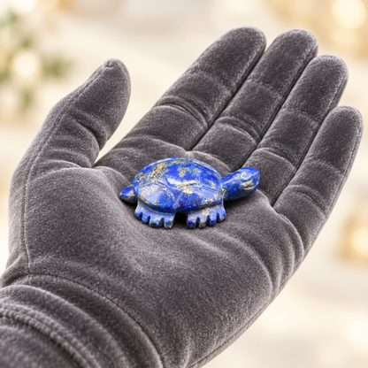 Natural Lapis Lazuli Tortoise (Kachua) Carving – Wisdom, Truth & Self-Expression