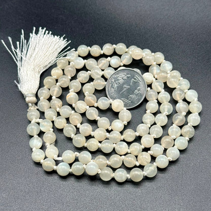 White Moonstone Jaap  Mala (Intuition & Emotional Balance)
