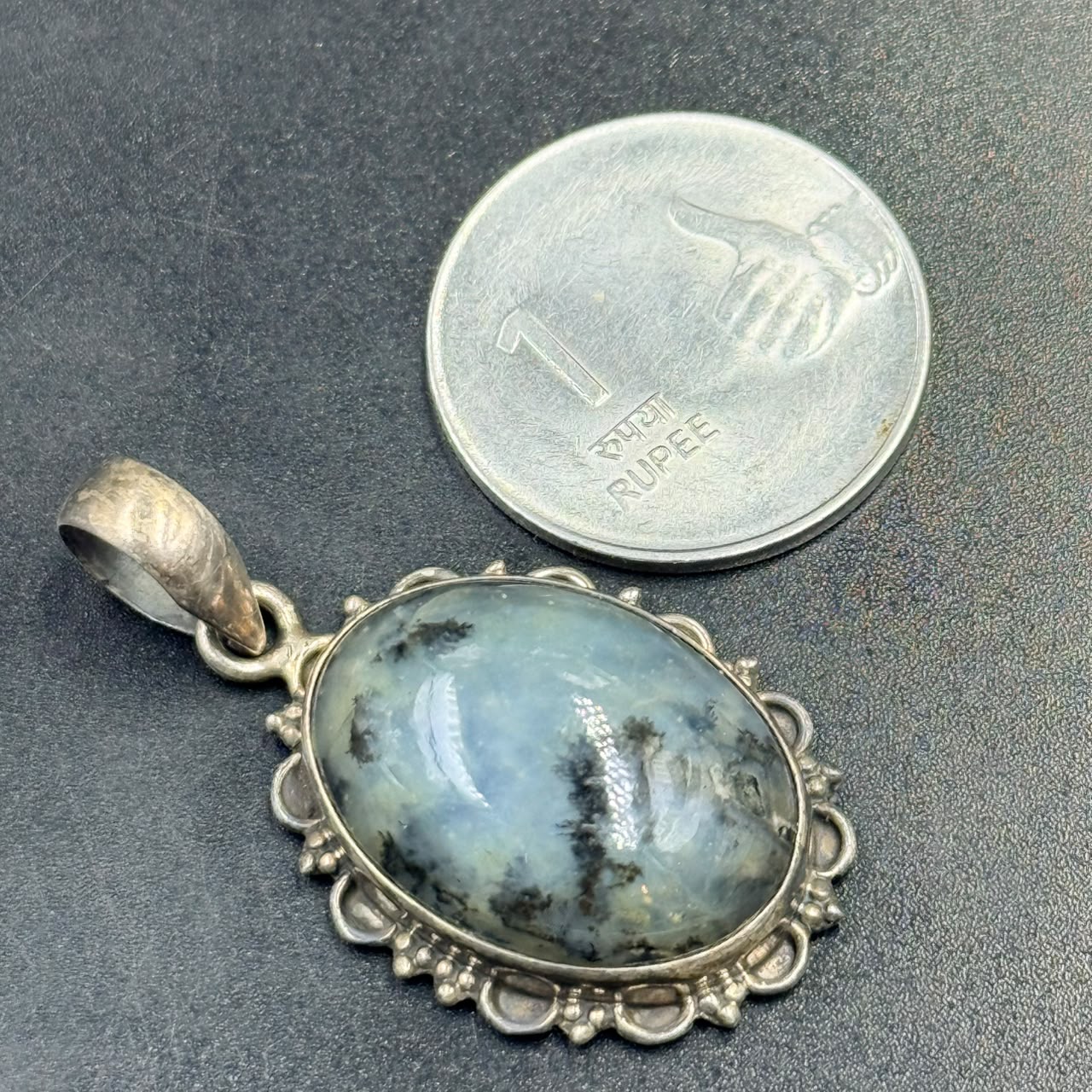 Merlinite (Dendritic Opal) 925 Silver Locket 8.54 Grams (Intuition and Transformation)