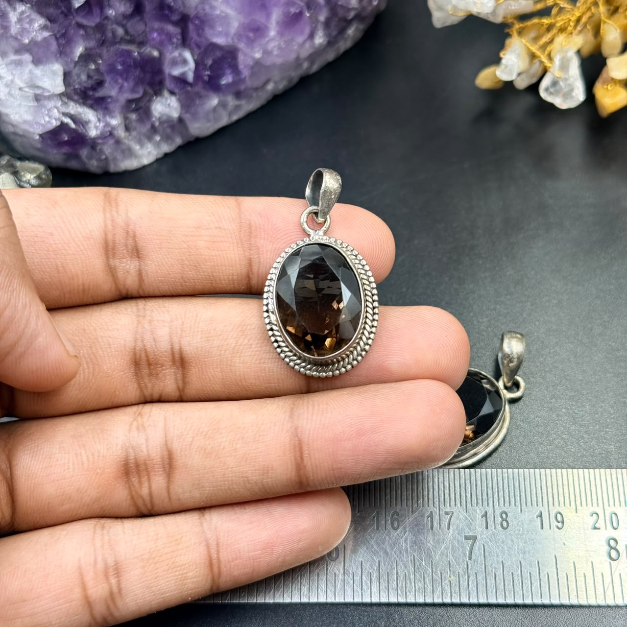 Smoky Quartz 925 Silver Locket (Protection & Grounding)