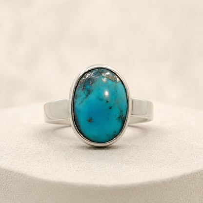 Classic Oval Turquoise Bezel Ring (Protection & Clear Communication)