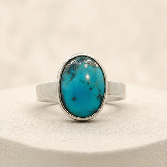 Classic Oval Turquoise Bezel Ring (Protection & Clear Communication)