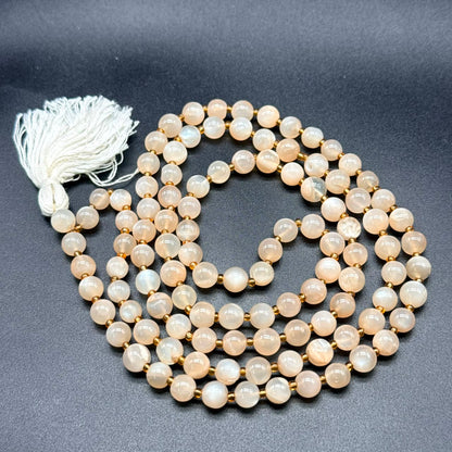 Peach Moonstone Jaap  Mala (Emotional Balance & New Beginnings)