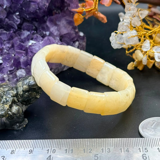 Calcite Square Flat Bead Bracelet (Clarity & Positive Energy)