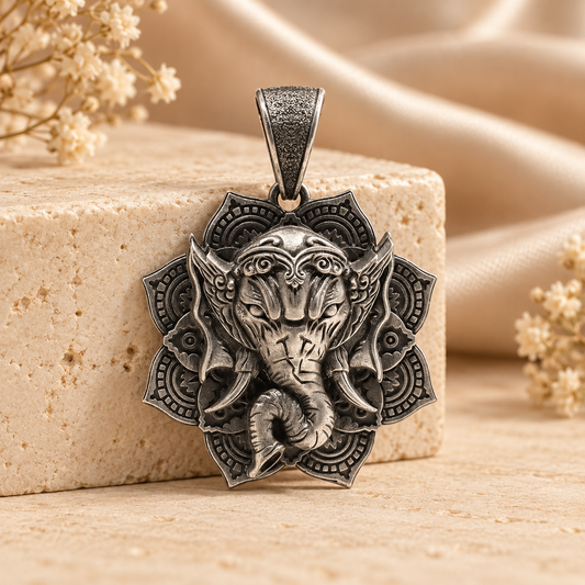 925 Silver Angry Ganesh Pendant – 12 g (New Beginnings & Wisdom)