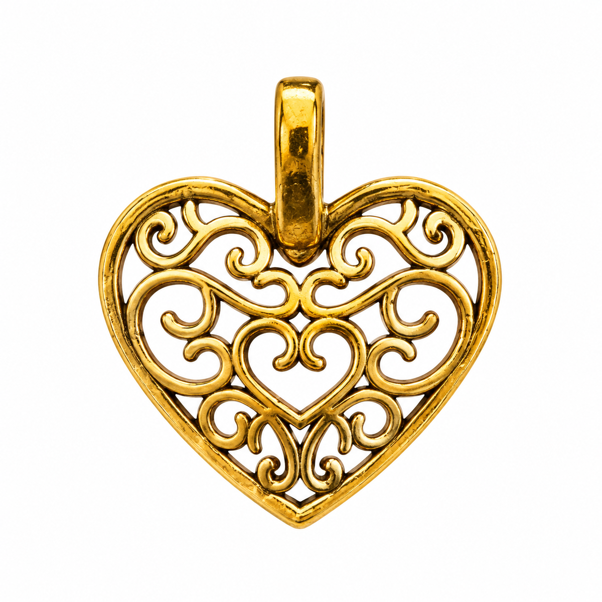 Gold Filigree Heart Charm