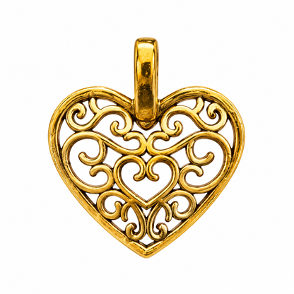 Gold Filigree Heart Charm