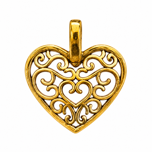 Gold Filigree Heart Charm