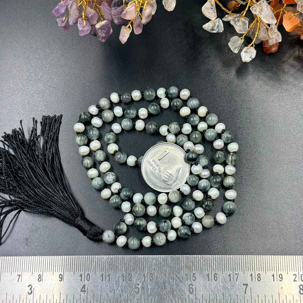 Protection & Calmness Jaap Mala (Cat’s Eye & Pearl)