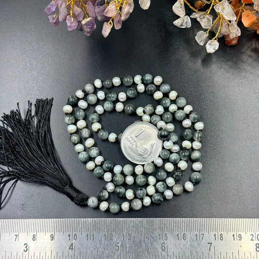 Protection & Calmness Jaap Mala (Cat’s Eye & Pearl)