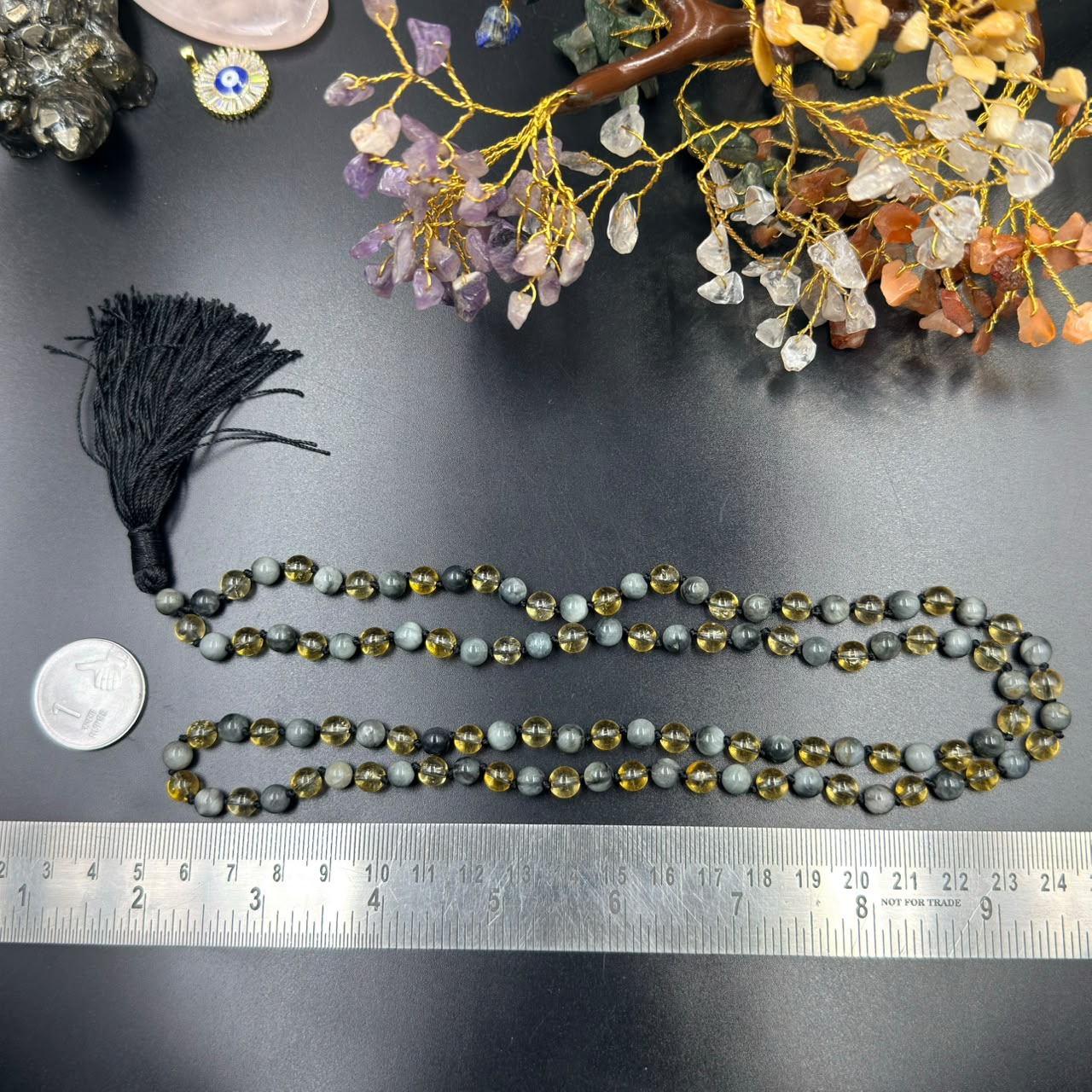 6mm Cat's Eye & Citrine Jaap Mala (Focus & Abundance)