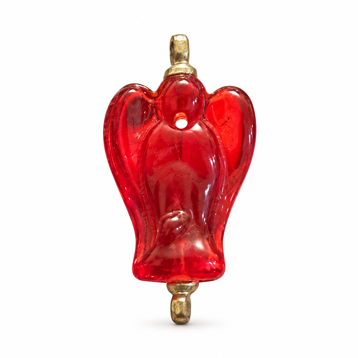 Red Guardian Angel Charm – Translucent Angel Protection Charm with Gold-Tone Loops